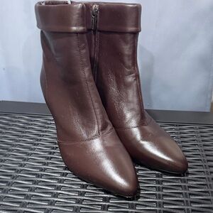 Vince Camuto Dark Brown Pointed-Toe Ankle Heeled Boots